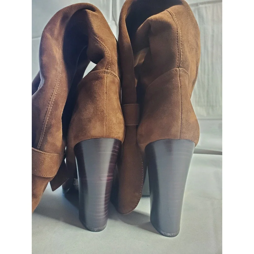 Sergio Rossi Size UK 39.5 Brown Over Knee Pull On Boots Suede Made In Italy‎